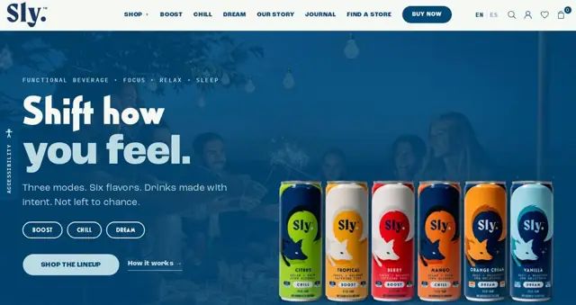 Sly. homepage, from drinkonthesly.com, captured Oct 12 ’26