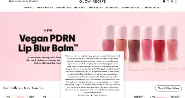 Glow Recipe homepage, from glowrecipe.com, captured Oct 10 ’26