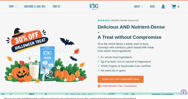 Kiki Milk homepage, from kikimilk.com, captured Oct 12 ’26