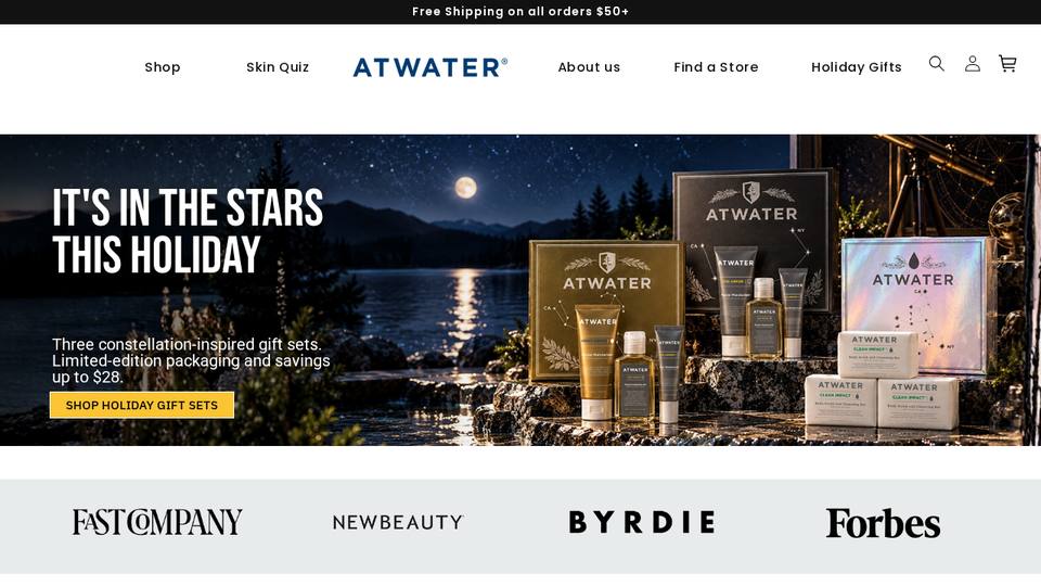 Screenshot of the ATWATER homepage