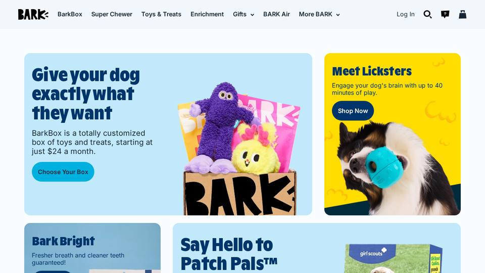 Screenshot of the BARK homepage