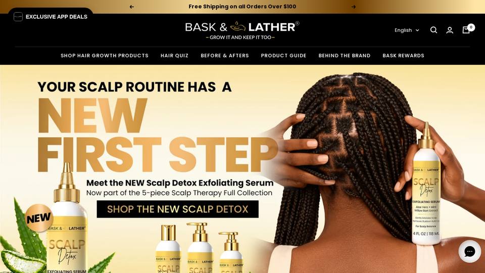 Screenshot of the Bask & Lather Co homepage