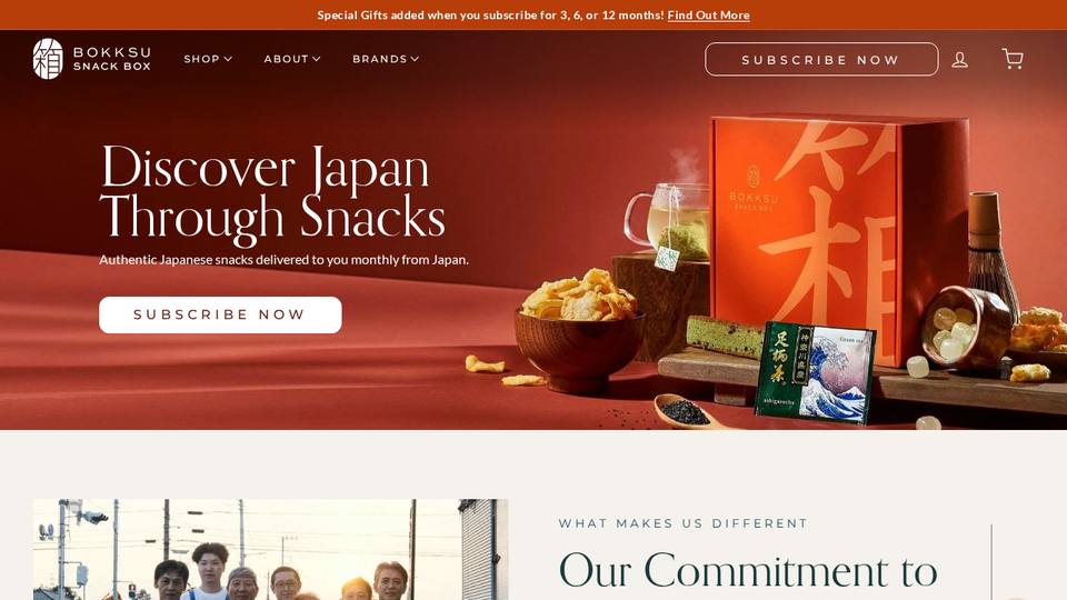 Screenshot of the Bokksu homepage