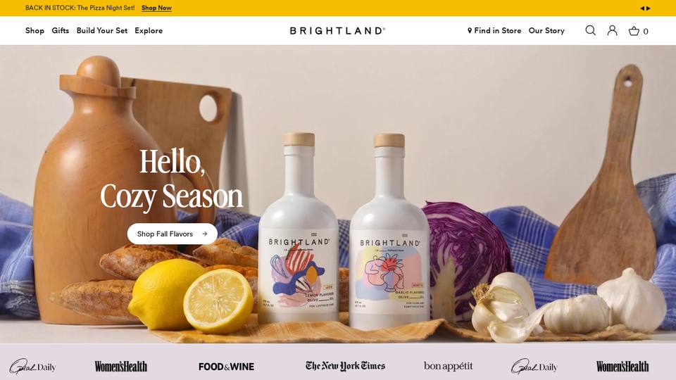 Screenshot of the Brightland homepage