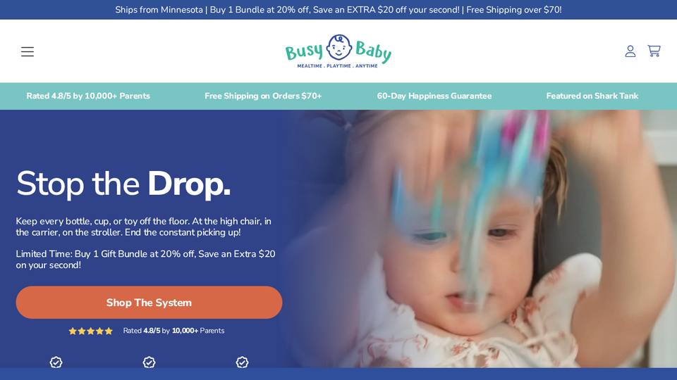 Screenshot of the Busy Baby homepage