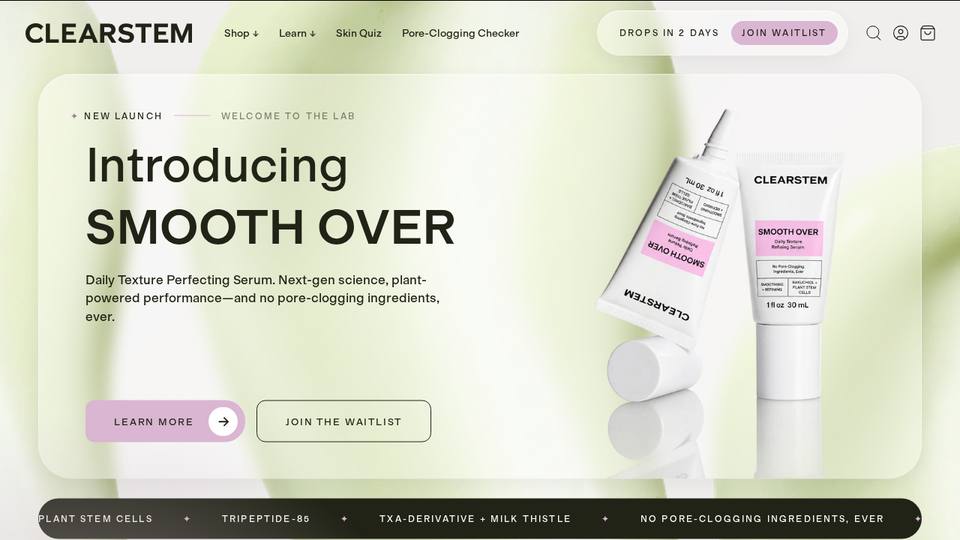 Screenshot of the CLEARSTEM homepage