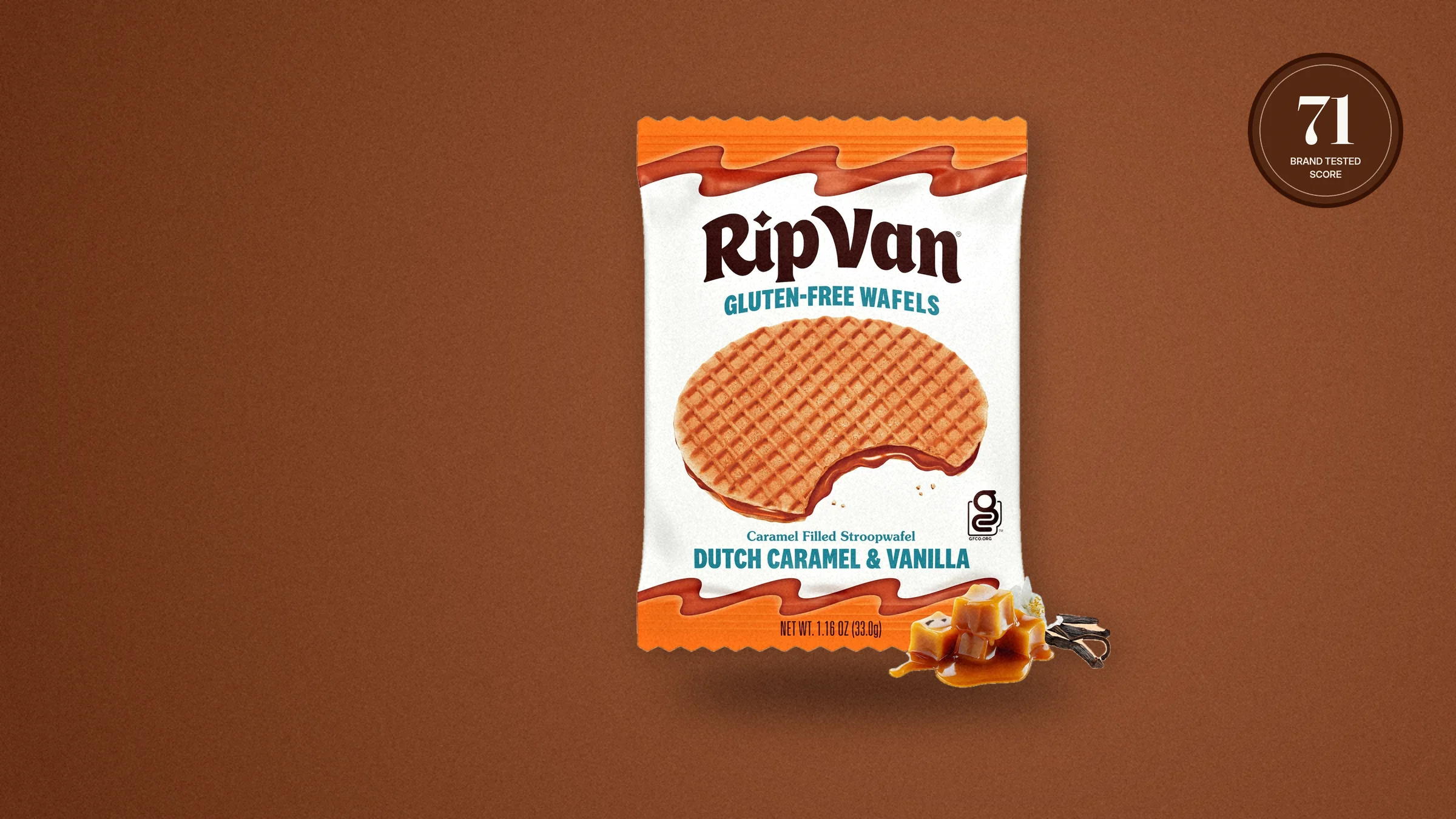 Rip Van product image from ripvan.com, composed by Brand Tested on a field in the brand’s colours with its Brand Tested Score seal, made Oct 11, 2026