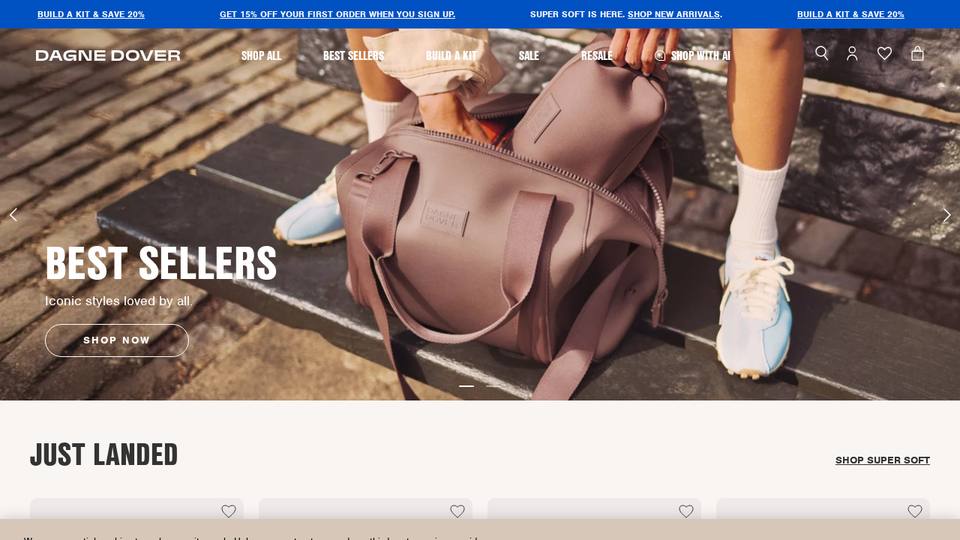 Screenshot of the Dagne Dover homepage