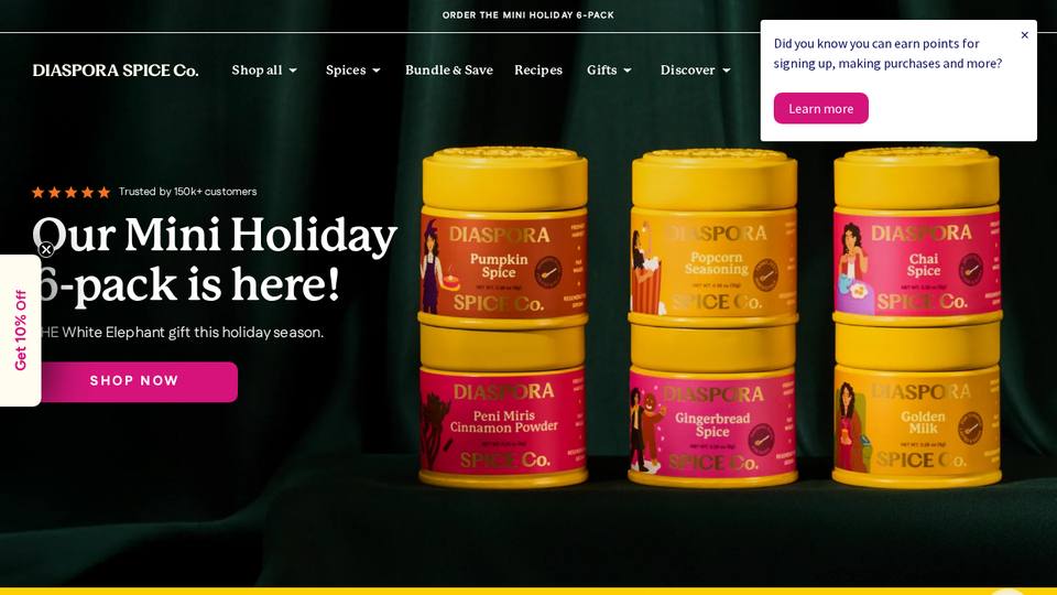 Screenshot of the Diaspora Co. homepage