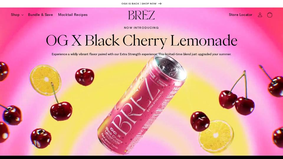 Screenshot of the BRĒZ homepage