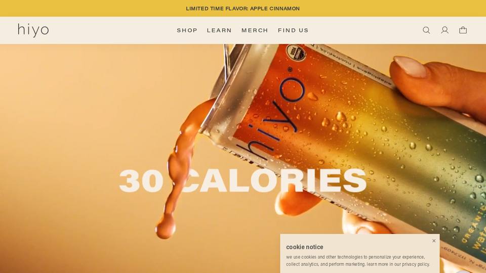 Screenshot of the Hiyo homepage