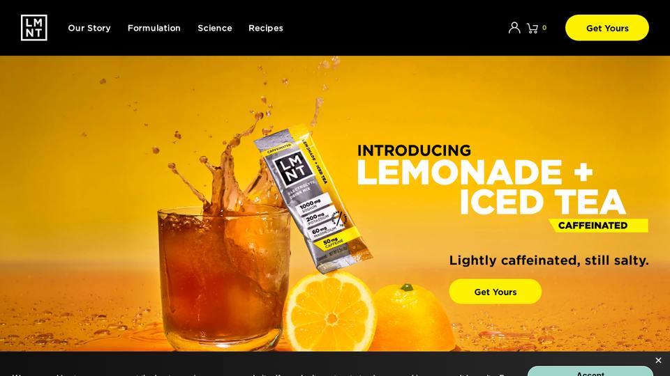 Screenshot of the LMNT homepage
