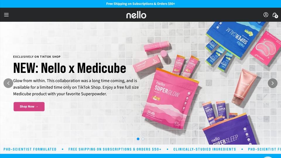 Screenshot of the Nello homepage