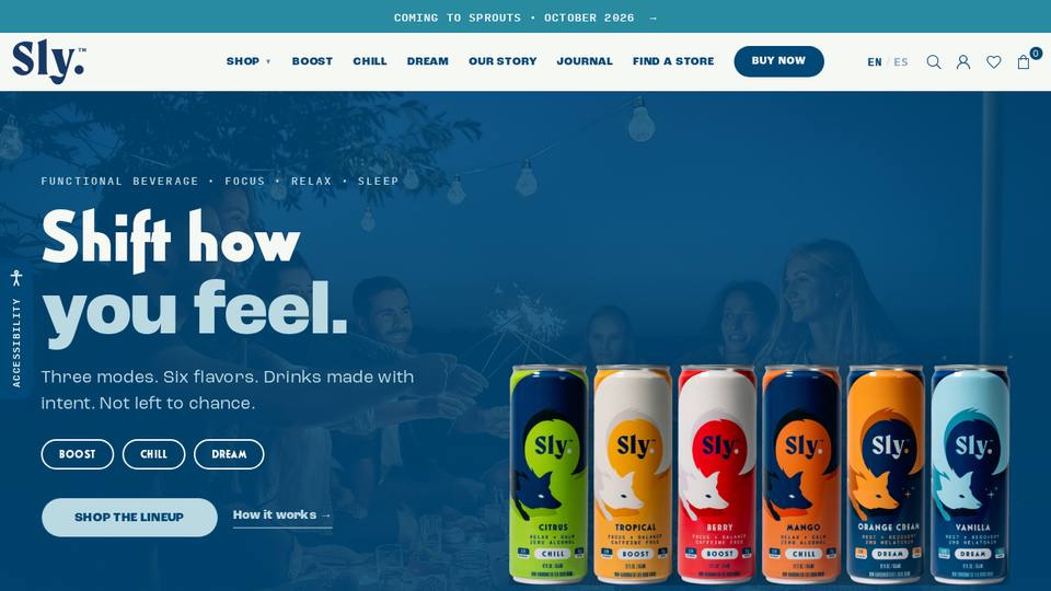 Screenshot of the Sly. homepage