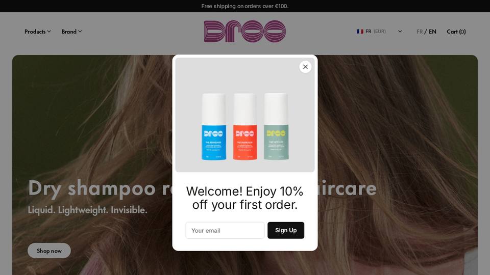 Screenshot of the Droo homepage