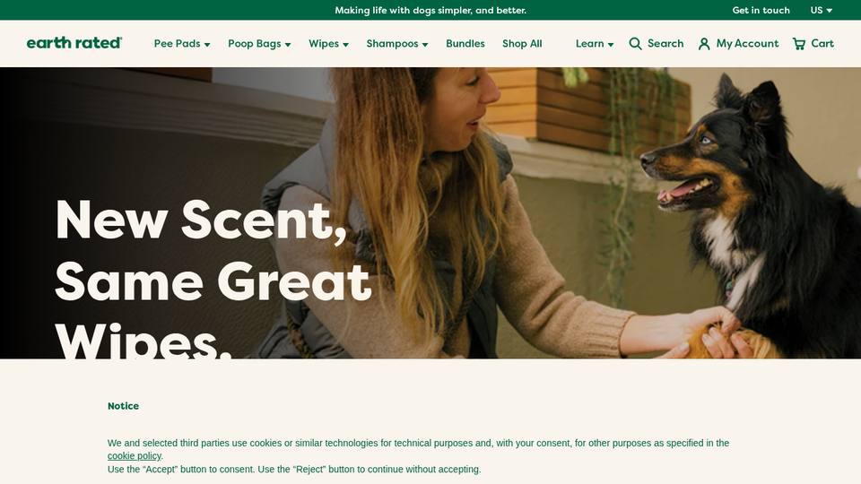 Screenshot of the Earth Rated homepage