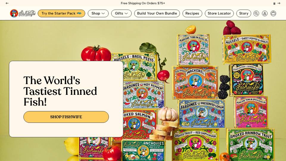Screenshot of the Fishwife homepage