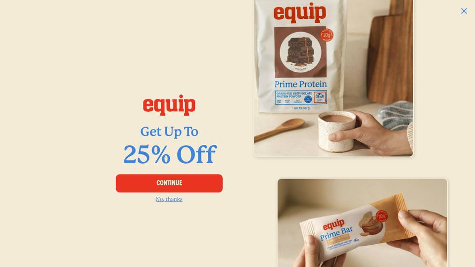 Screenshot of the Equip homepage