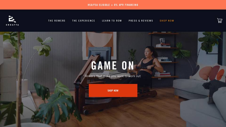 Screenshot of the Ergatta homepage