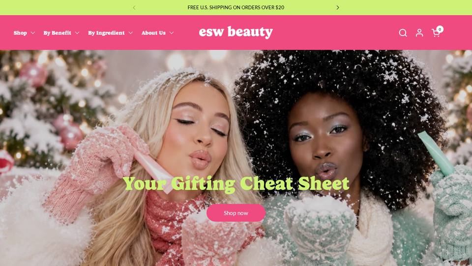 Screenshot of the ESW Beauty homepage