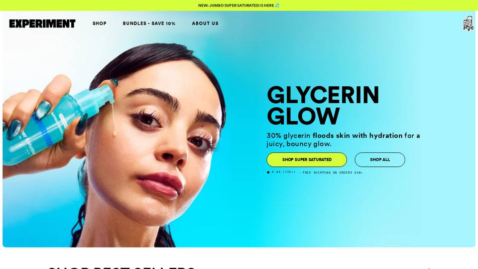 Screenshot of the Experiment homepage