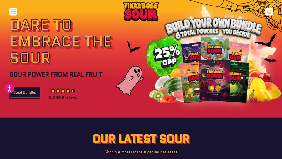 Screenshot of the Final Boss Sour homepage