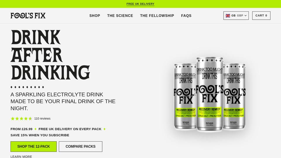 Screenshot of the Fool's Fix homepage