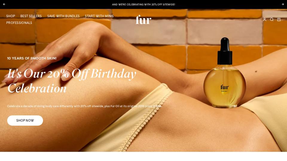 Screenshot of the Fur homepage