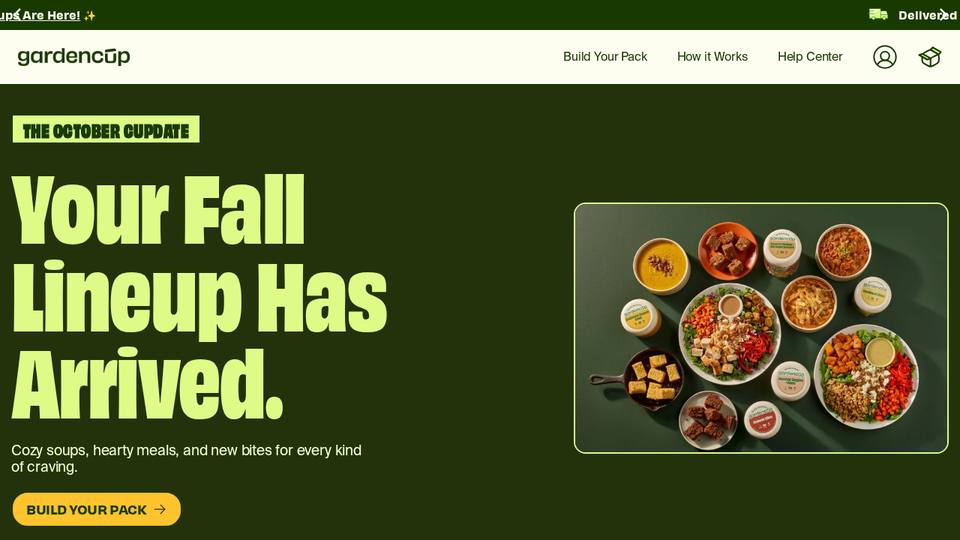 Screenshot of the Gardencup homepage