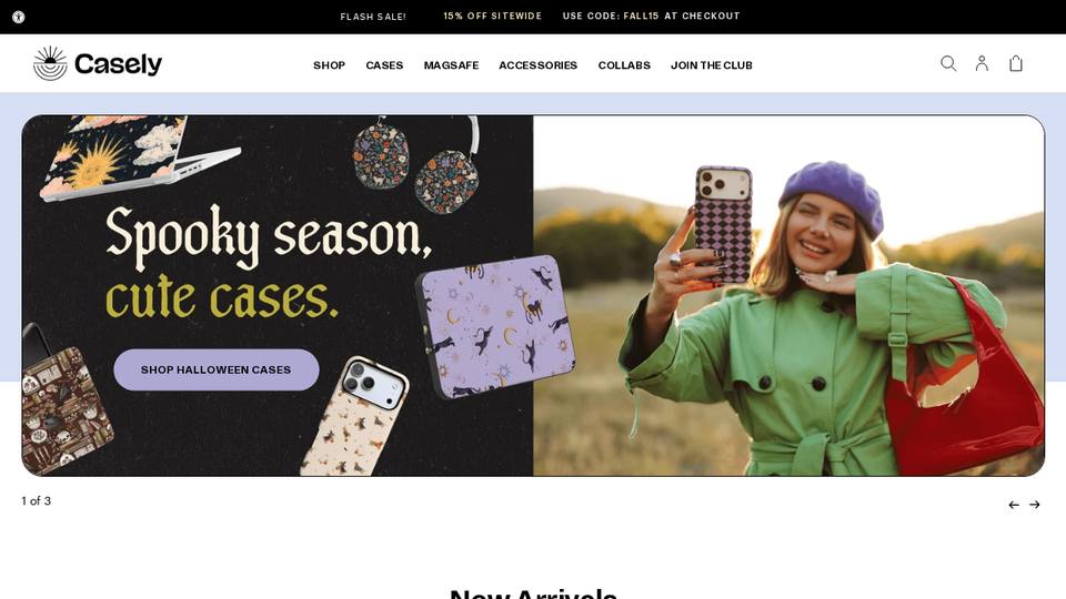 Screenshot of the Casely homepage