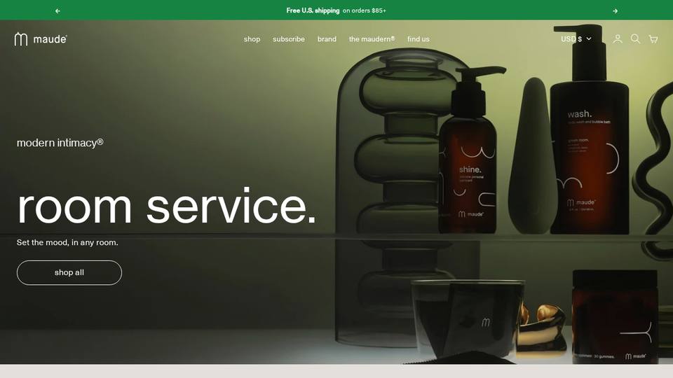 Screenshot of the maude homepage