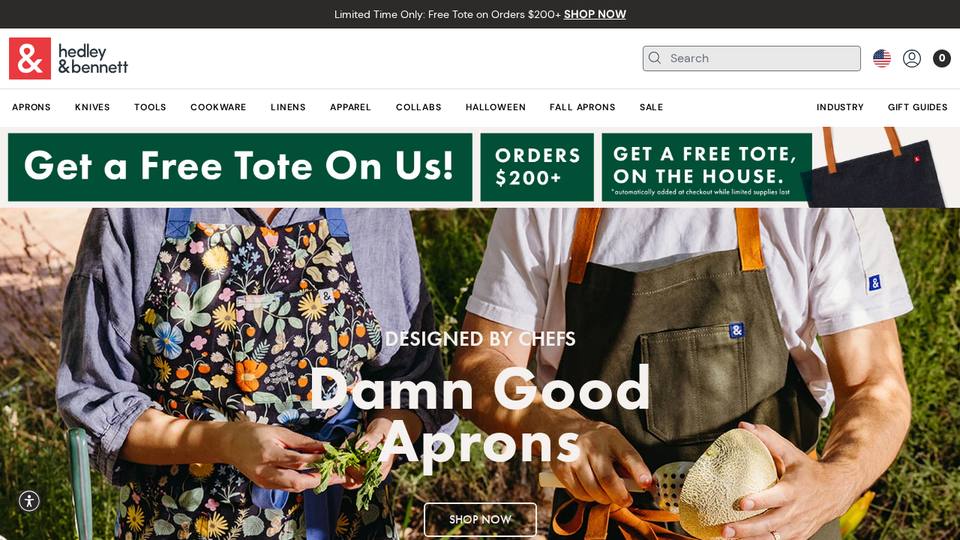 Screenshot of the Hedley & Bennett homepage