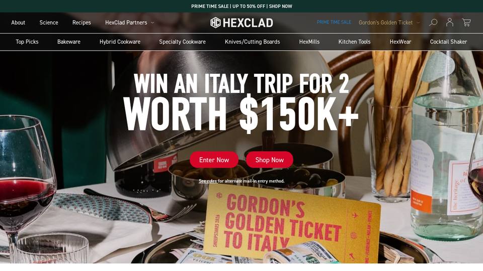 Screenshot of the HexClad homepage