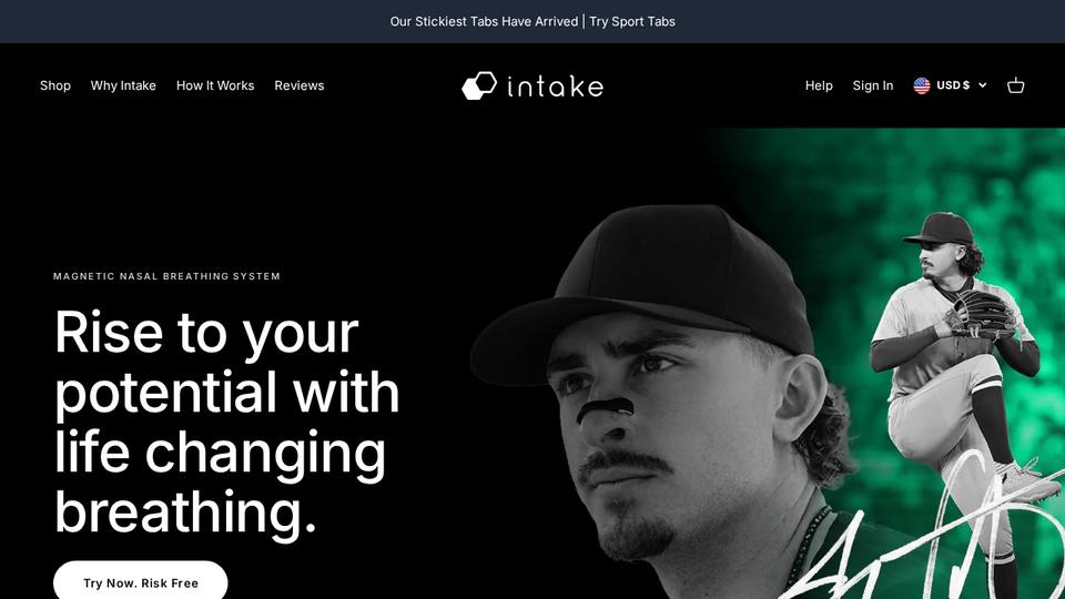 Screenshot of the Intake homepage