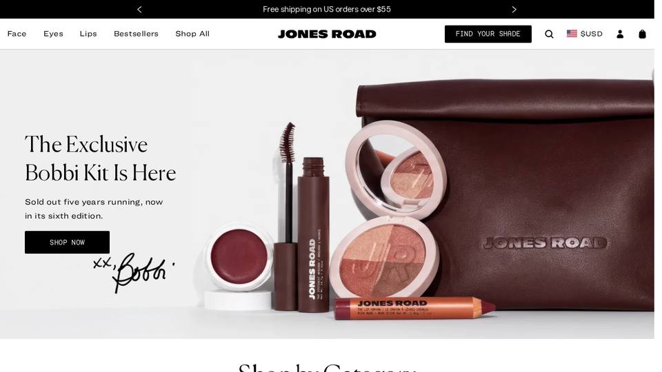Screenshot of the Jones Road homepage