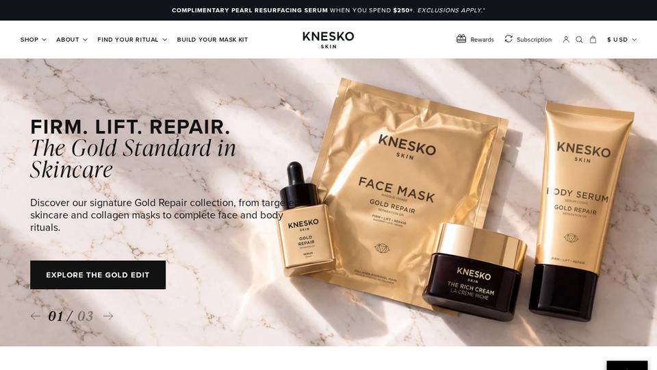 Screenshot of the KNESKO Skin homepage