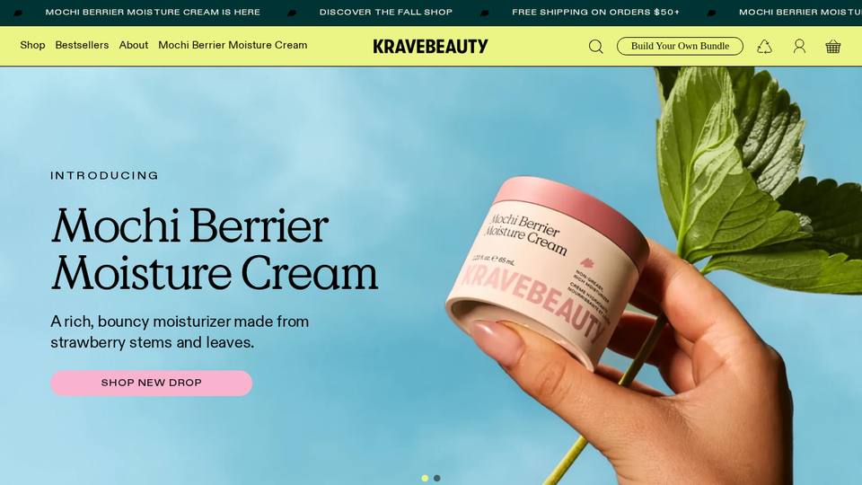 Screenshot of the KraveBeauty homepage