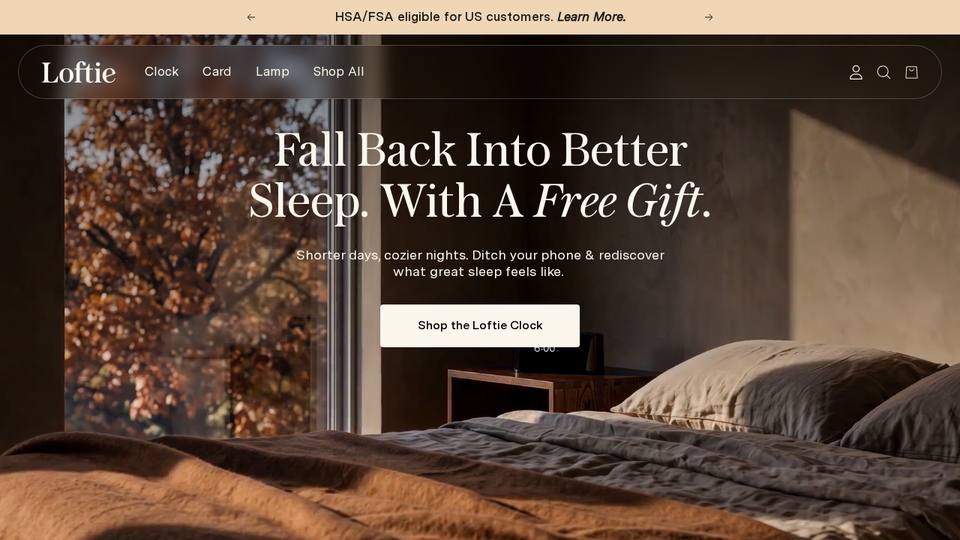 Screenshot of the Loftie homepage