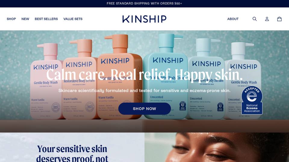 Screenshot of the Kinship homepage