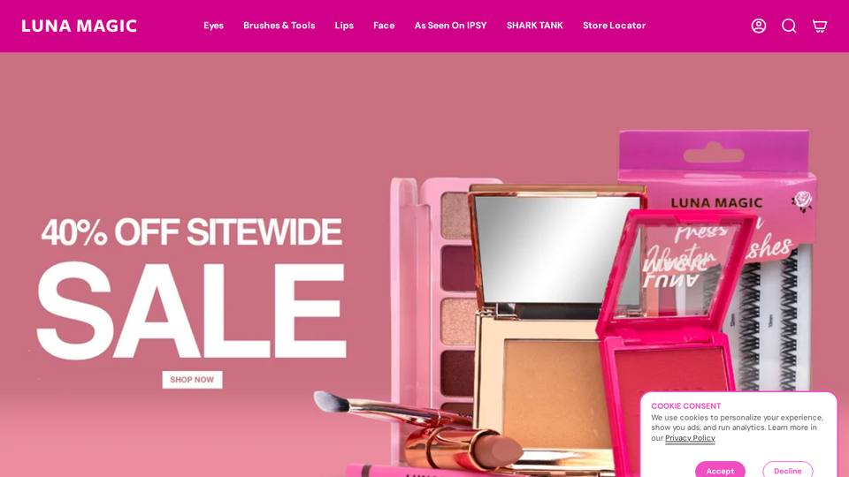 Screenshot of the Luna Magic Beauty homepage