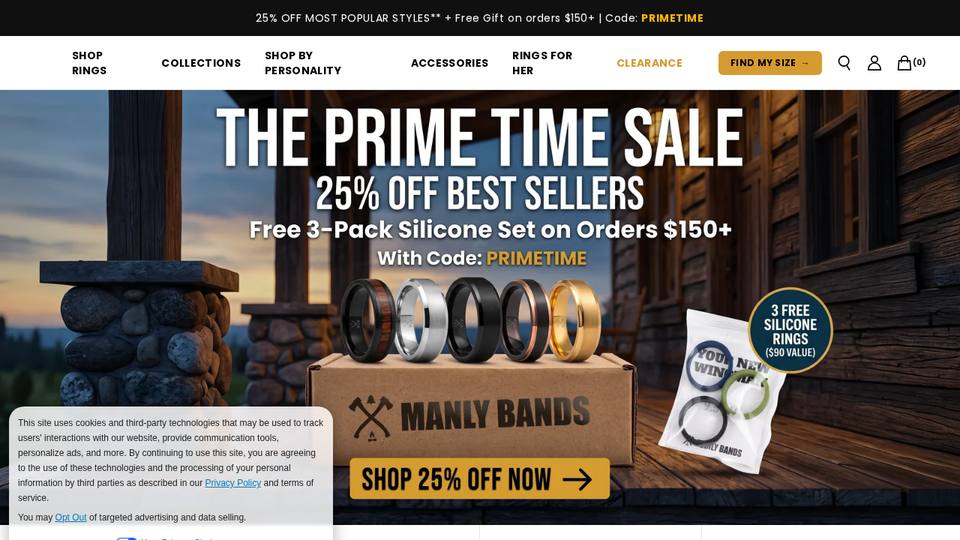 Screenshot of the Manly Bands homepage