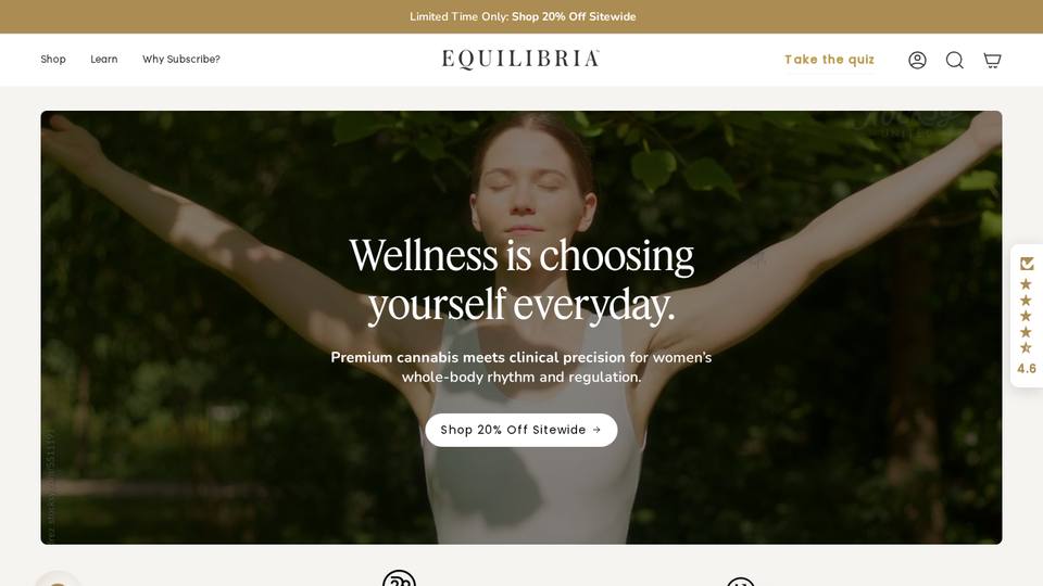 Screenshot of the Equilibria homepage