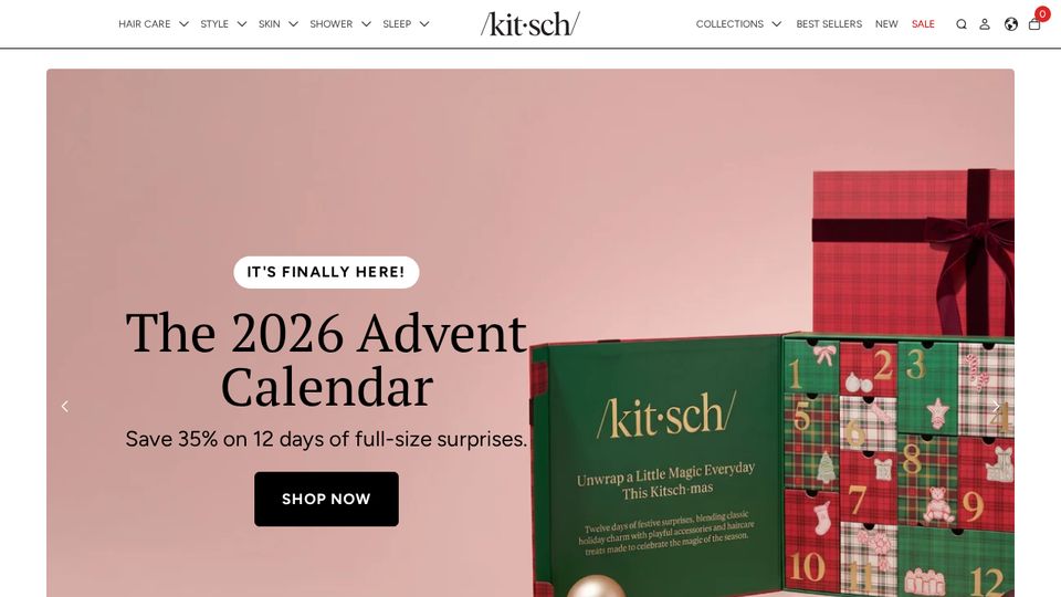 Screenshot of the Kitsch homepage