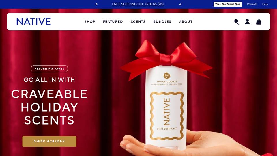 Screenshot of the Native homepage