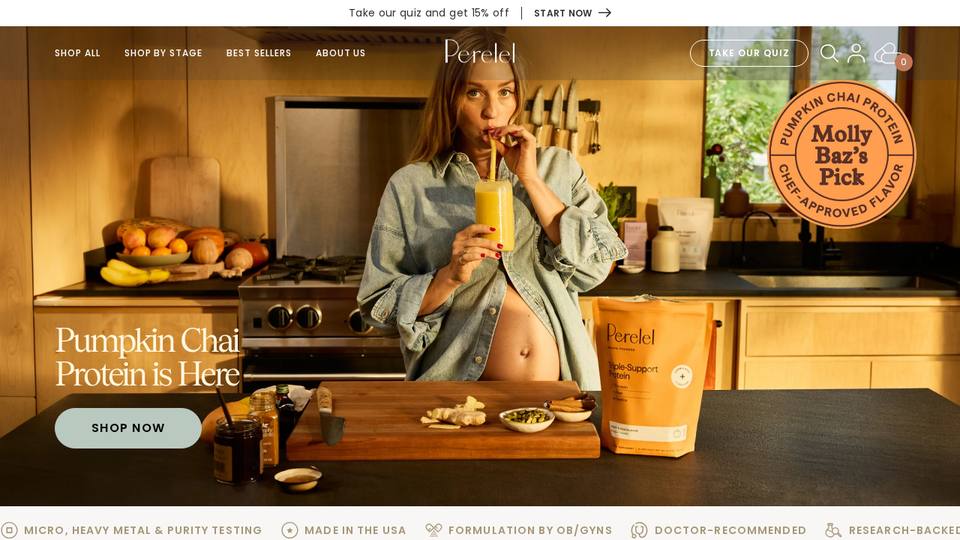 Screenshot of the Perelel homepage