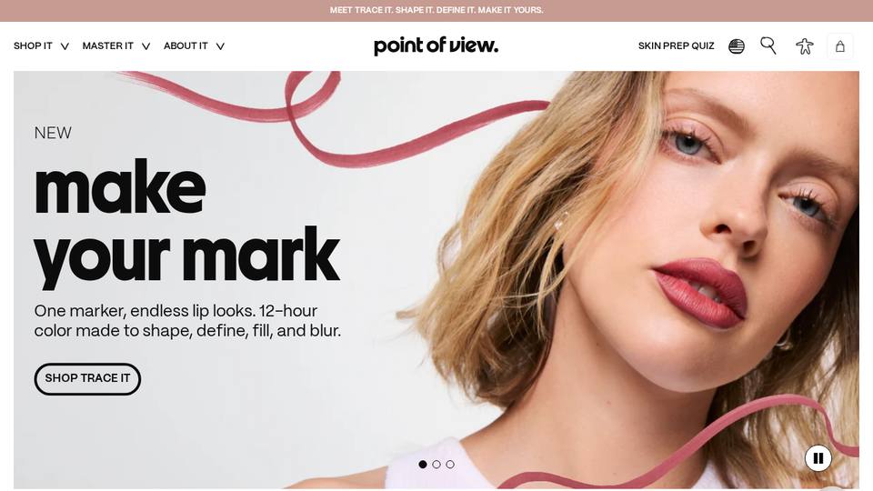 Screenshot of the POV Beauty homepage
