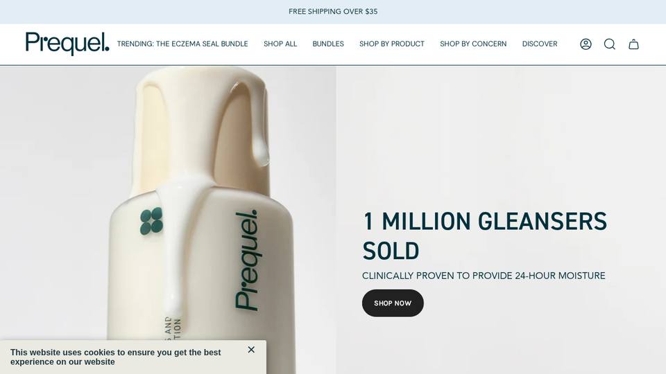 Screenshot of the Prequel homepage