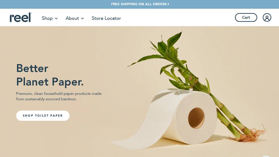 Screenshot of the Reel Paper homepage