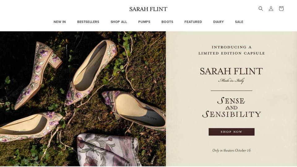 Screenshot of the Sarah Flint homepage