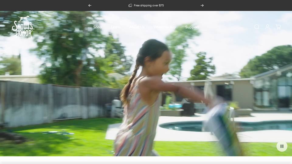 Screenshot of the Skout's Honor homepage